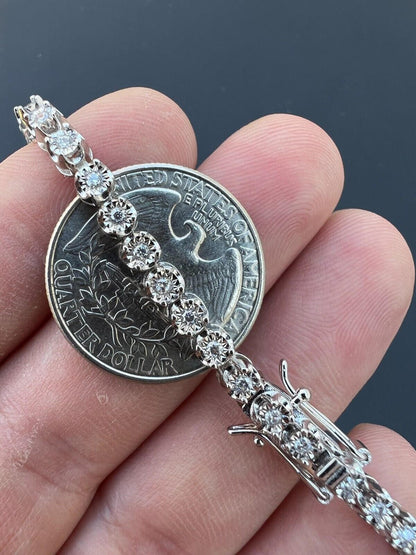 3mm White Gold Moissanite Diamond Tennis Chain illusion Setting Necklace