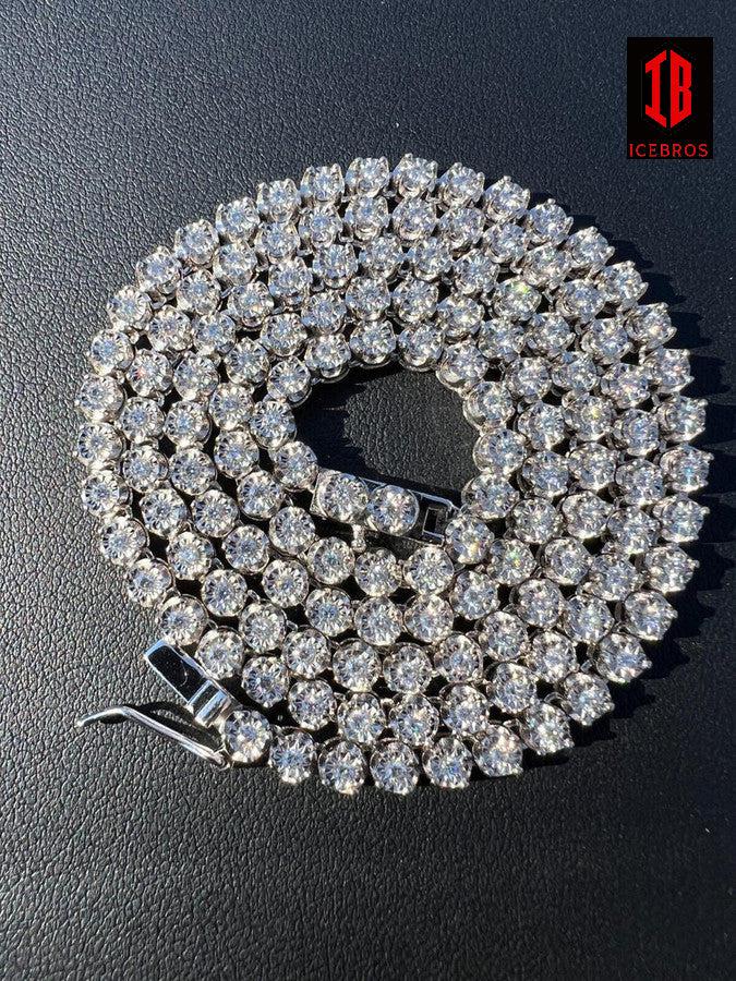 3mm Natural Real VS D Diamond Illusion Set Tennis Necklace 925 Sterling Silver 2-3ct - Flawless Karat