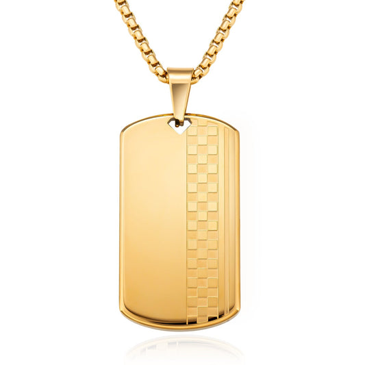 Stainless Steel Dog Tag Pendant Necklace with Box Chain