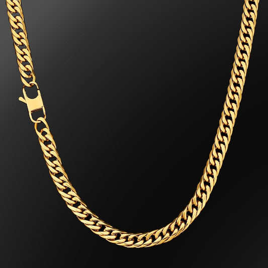 12mm 18K Gold Plated Stainless Steel Cuban Chain (6 Sides Polished)