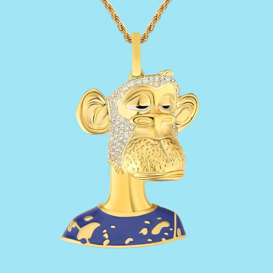 NFT Lonely Ape Pendant Necklace 14K Gold Plated Brass