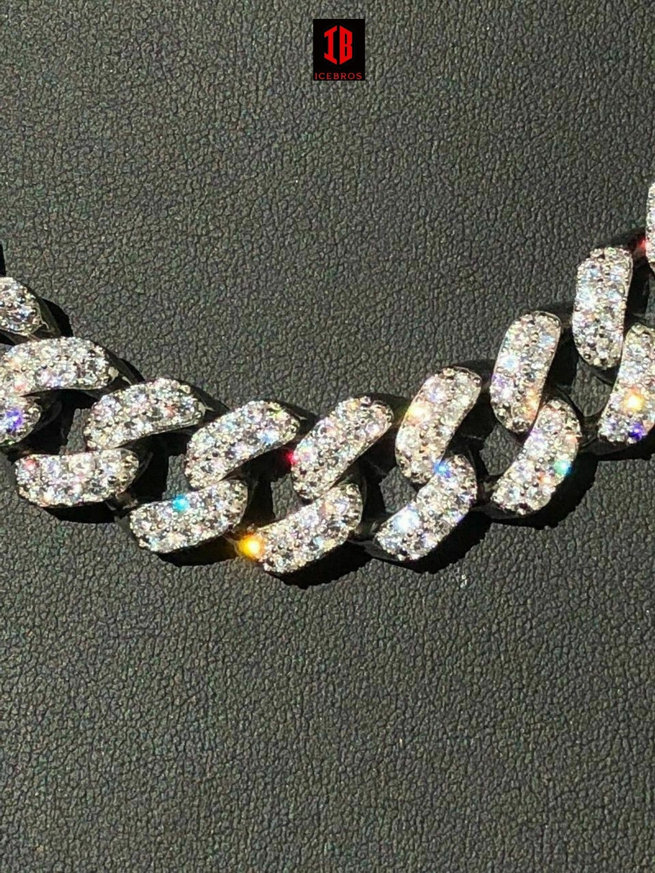 WHITE GOLD Real Miami Cuban Link Chain Iced Diamond Out Solid 925 Sterling Silver Necklace