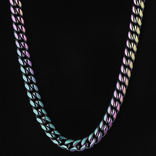 10mm Rainbow Stainless Steel Cuban Chain (Round Cut)