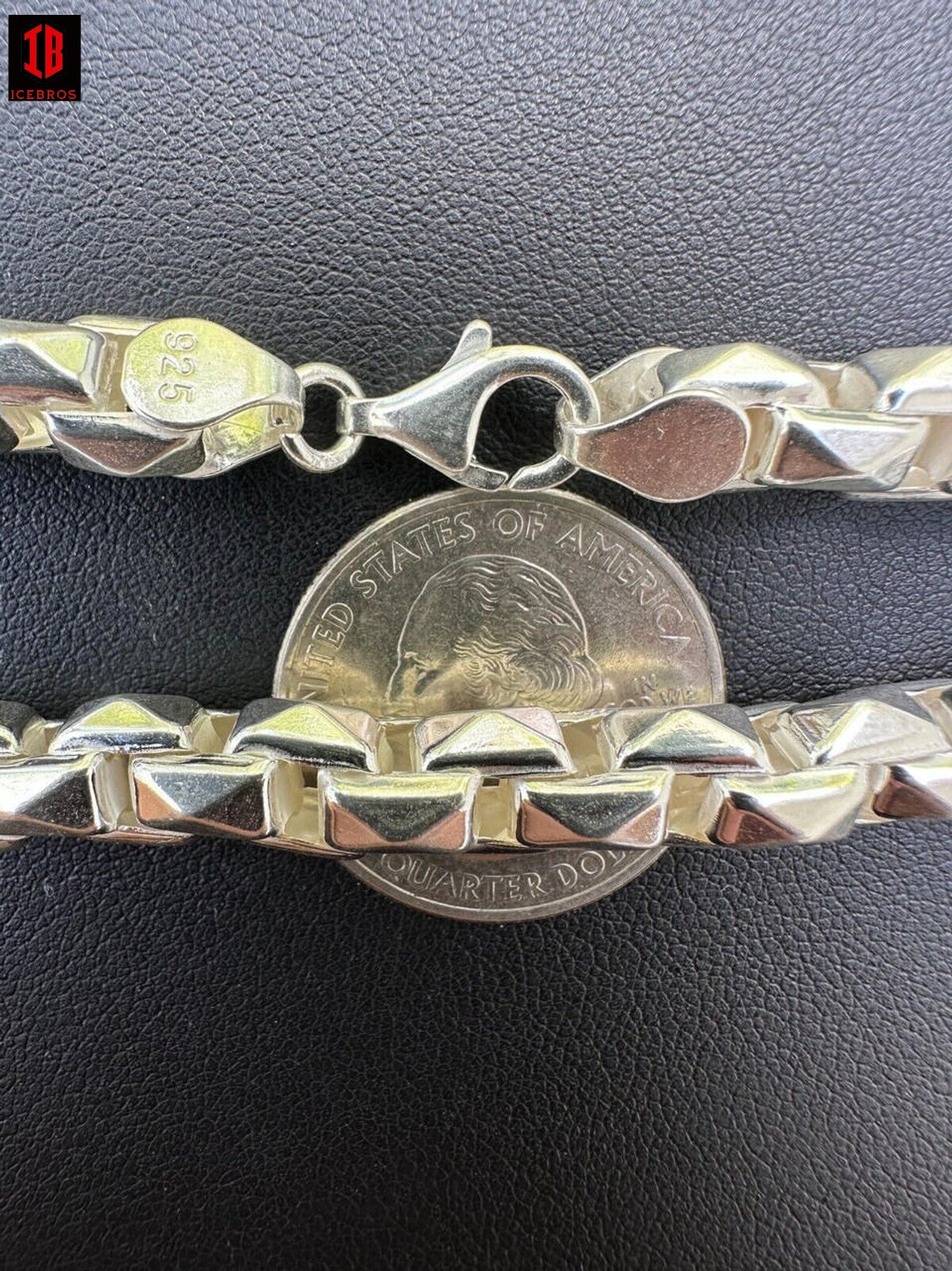 8mm 925 Sterling Silver Men's Diamond Cut Spike Rolo Box Bracelet