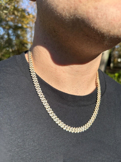 8mm 14k Gold Moissanite Diamond Miami Cuban Link Chain Necklace