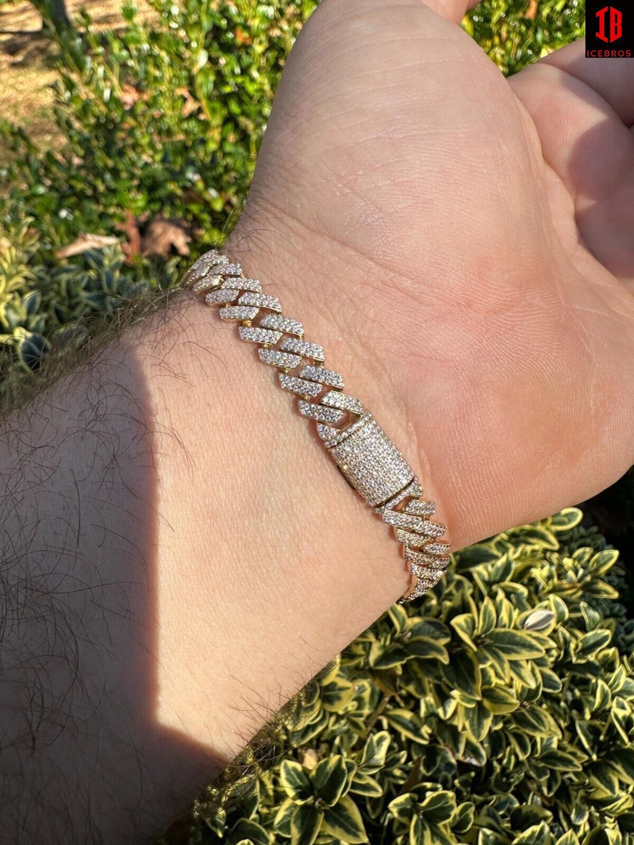 8mm Moissanite Diamond Miami Cuban Link Bracelet in 14k Gold