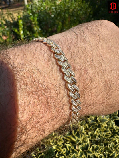 8mm Moissanite Diamond Miami Cuban Link Bracelet in 14k Gold