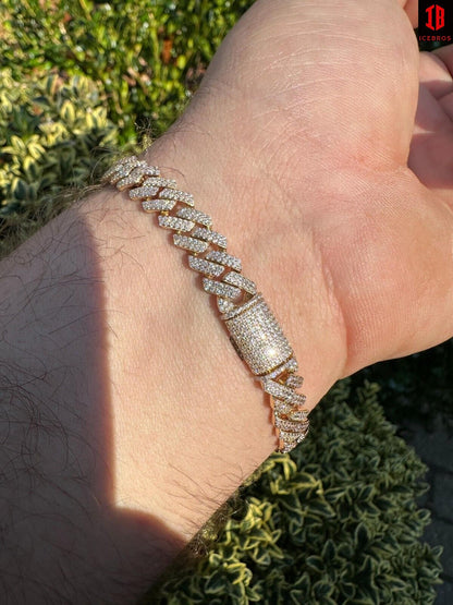 8mm Moissanite Diamond Miami Cuban Link Bracelet in 14k Gold