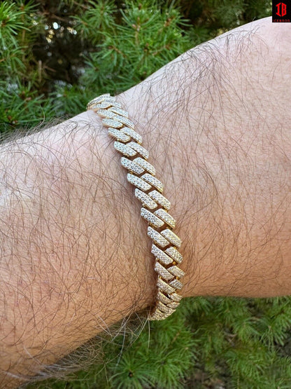 8mm Moissanite Diamond Miami Cuban Link Bracelet in 14k Gold