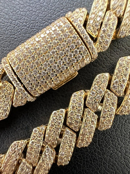 8mm Moissanite Diamond Miami Cuban Link Bracelet in 14k Gold