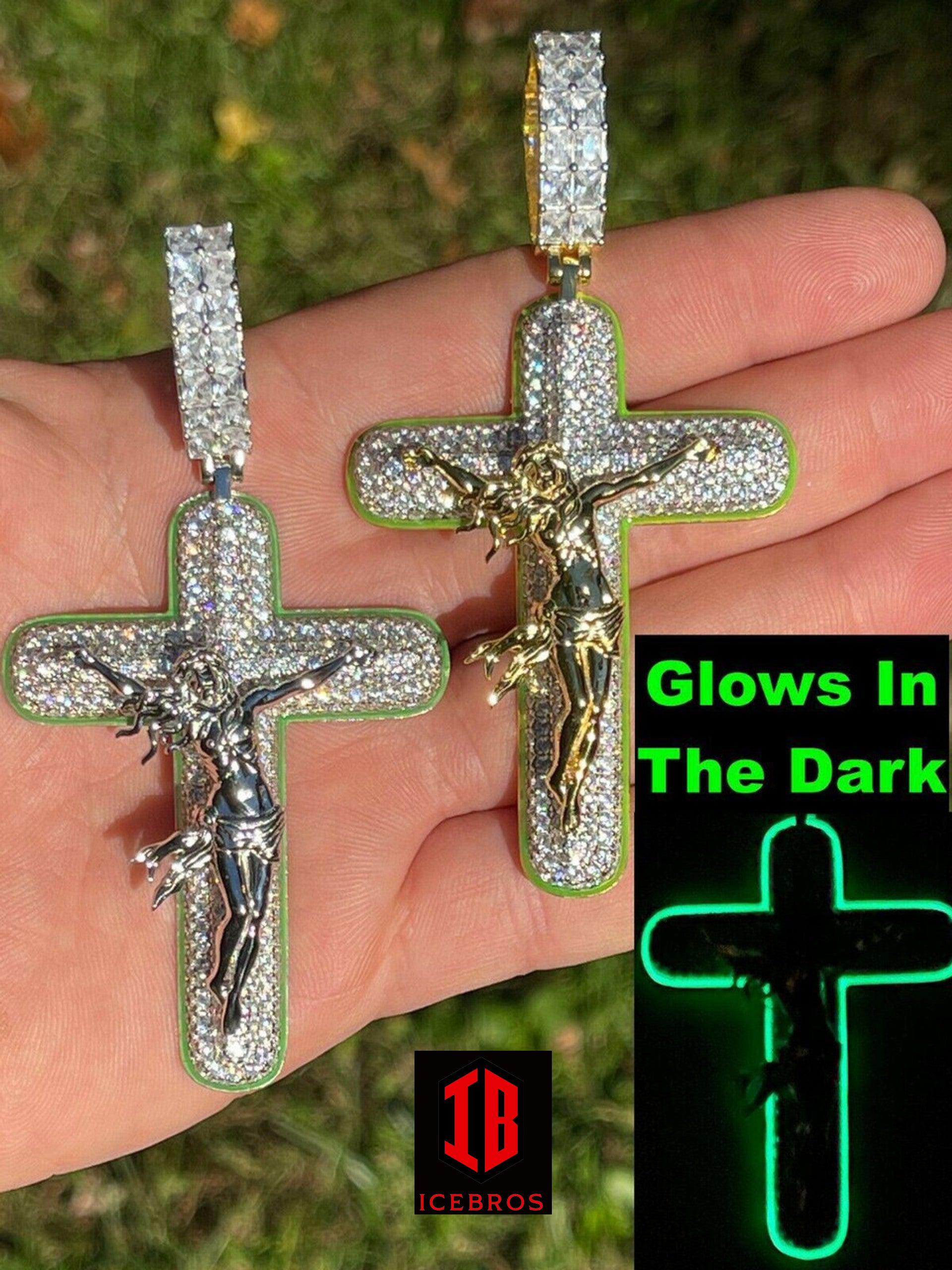 3.5 inch Gold Cross Charm Pendant Full Ice Out selling Diamonds Crucifix