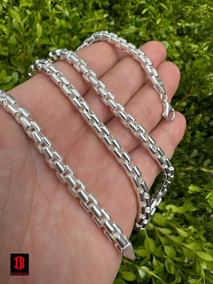 925 Sterling Silver 6mm Men's Round Vermeil Rolo Link Chain Necklace