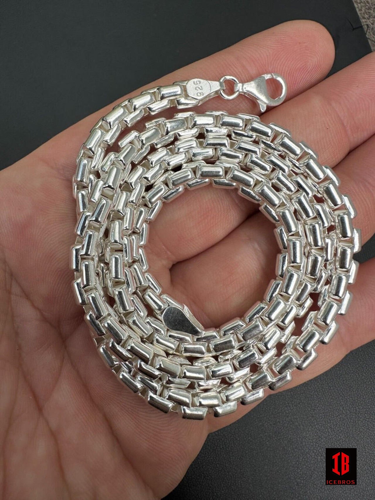 925 Sterling Silver 6mm Men's Round Vermeil Rolo Link Chain Necklace