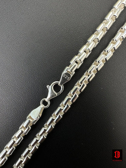 925 Sterling Silver 6mm Men's Round Vermeil Rolo Link Chain Necklace