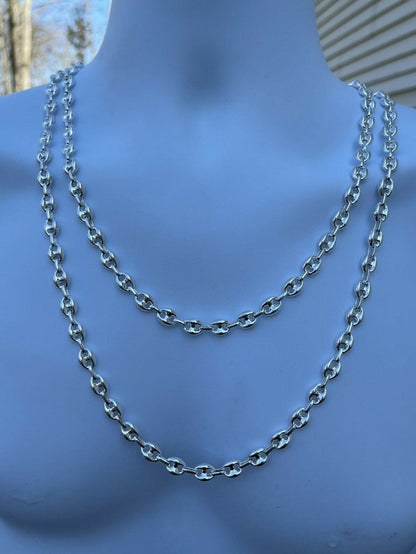 925 Sterling Silver 8mm Puffed Gucci Mariner Link Chain Necklace Bracelet 7-30"