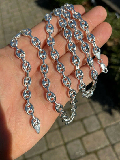 925 Sterling Silver 8mm Puffed Gucci Mariner Link Chain Necklace Bracelet 7-30"