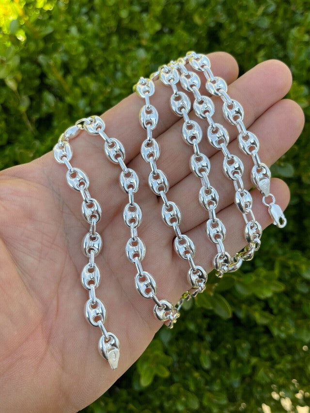 925 Sterling Silver 8mm Puffed Gucci Mariner Link Chain Necklace Bracelet 7-30"