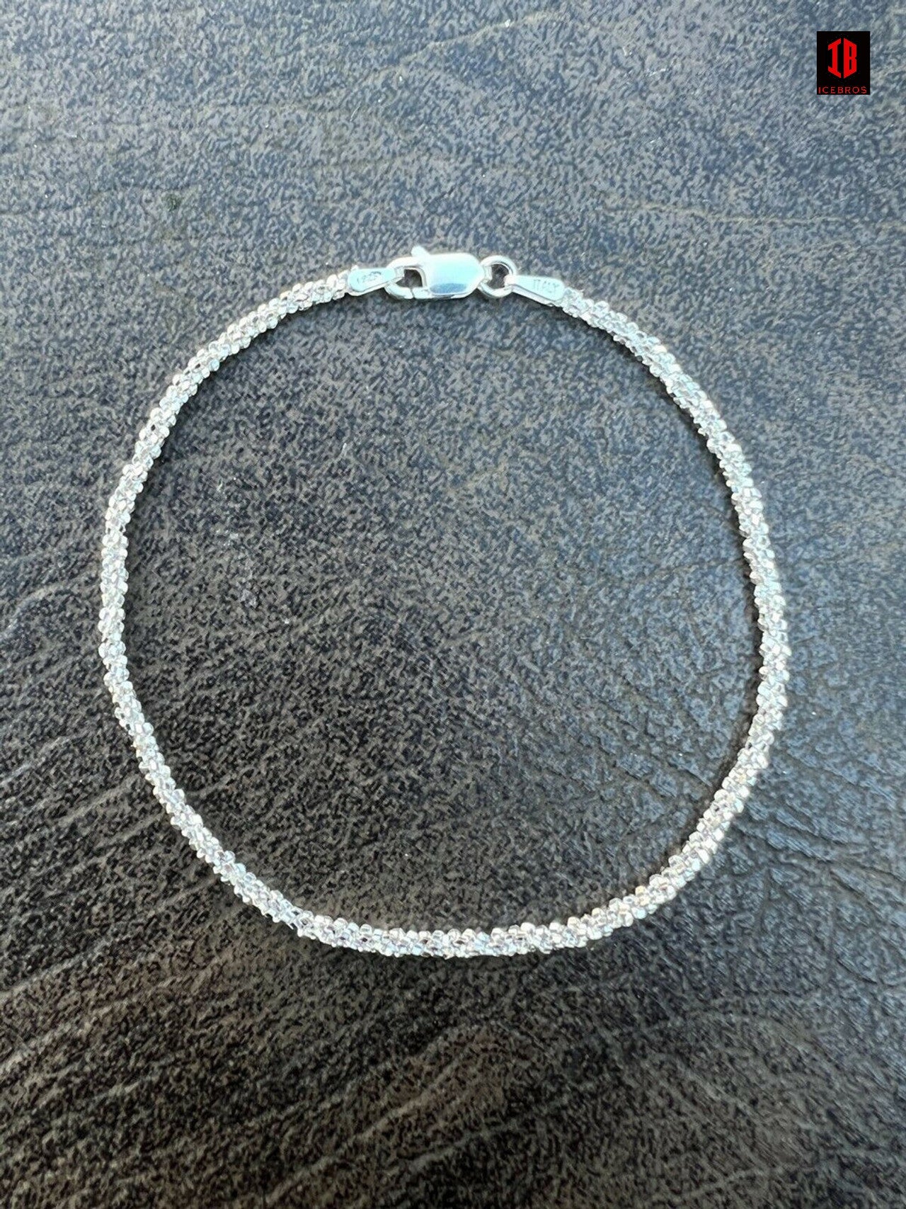 Real Solid 925 Sterling Silver Diamond Cut 3mm Sparkle Rope Bracelet 6-8.5" Long