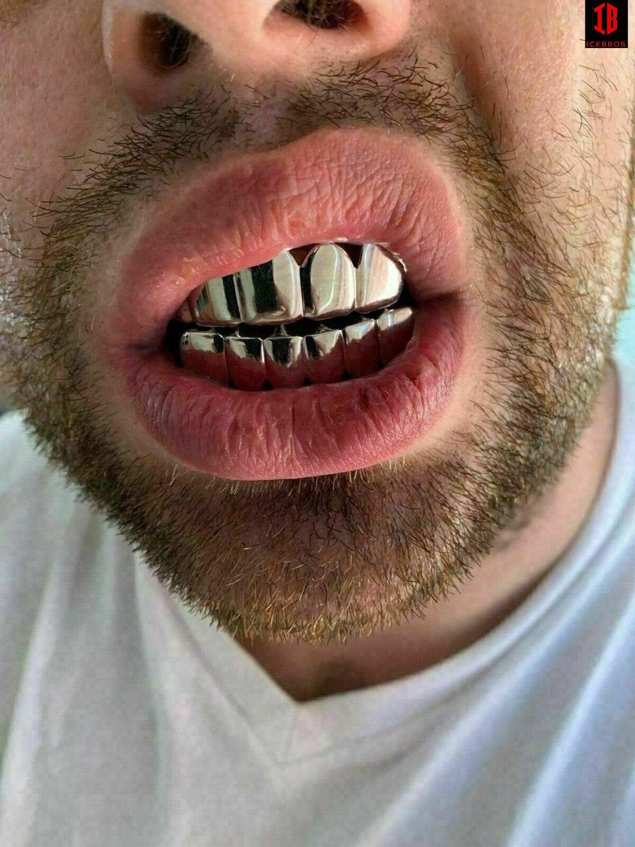 Fine 925 Sterling Silver Custom GRILLZ Teeth Top Bottom Hip Hop Mouth