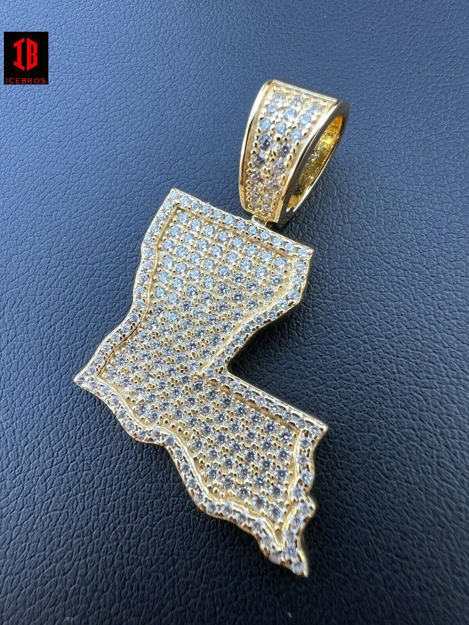 925 Silver Hip Hop Louisiana State Flag Shape Pendant Iced CZ Diamond Chain - Flawless Karat