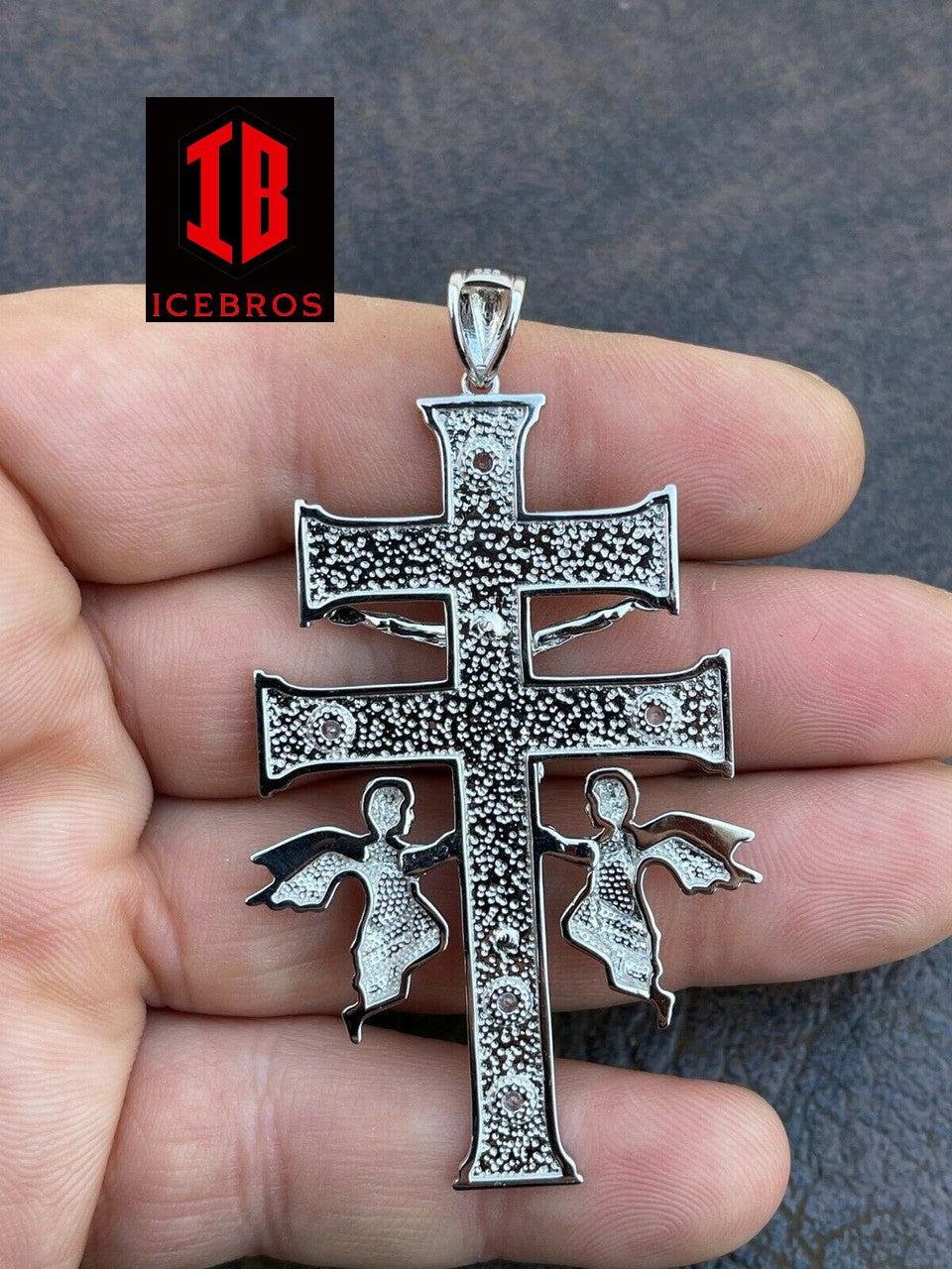 925 Sterling Silver Large Cruz De Caravaca Cross Pendant 2.5inch Plata Necklace - Flawless Karat