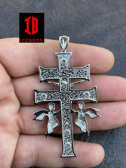 925 Sterling Silver Large Cruz De Caravaca Cross Pendant 2.5inch Plata Necklace - Flawless Karat