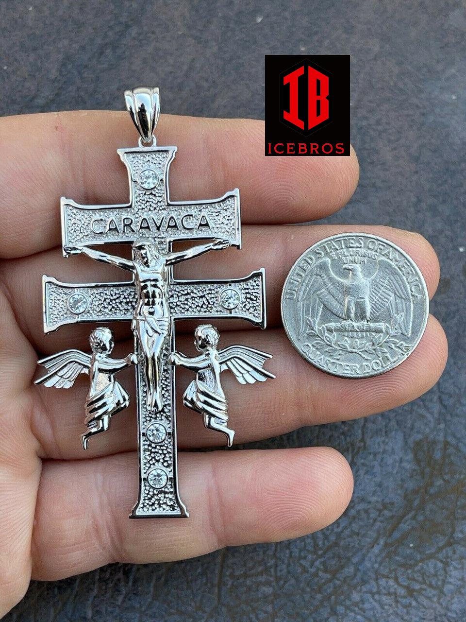 925 Sterling Silver Large Cruz De Caravaca Cross Pendant 2.5inch Plata Necklace - Flawless Karat