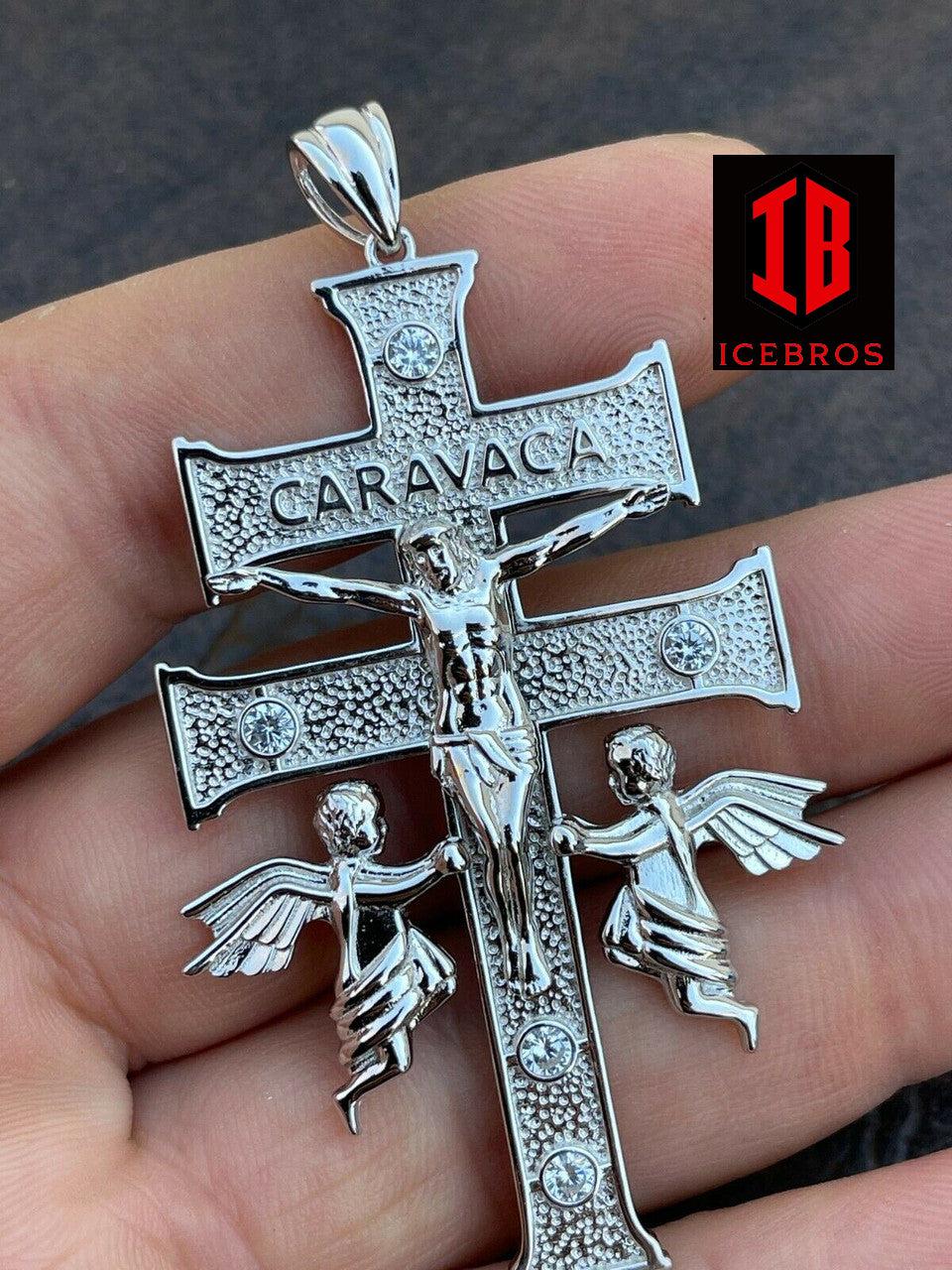 925 Sterling Silver Large Cruz De Caravaca Cross Pendant 2.5inch Plata Necklace - Flawless Karat