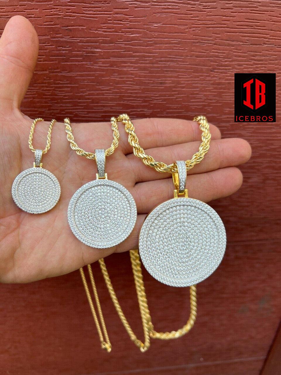 CZ Round Dog Tag Out Iced Round Hip Hop Charm Pendant Necklace - Flawless Karat