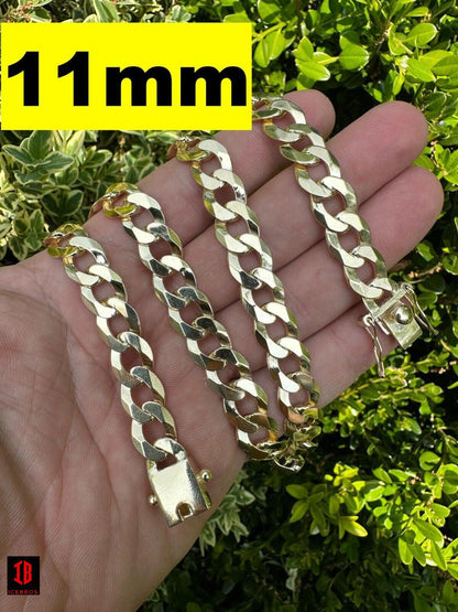 Flat ITALY Curb Cuban Link Necklace 925 Sterling Silver Sleek Boxed Clasp