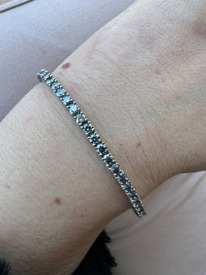 Iced Gray MOISSANITE Tennis Bracelet 925 Silver Pass Diamond Test (3mm-5mm)