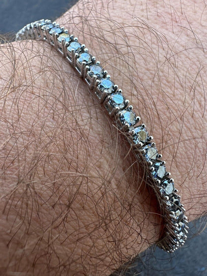 Iced Gray MOISSANITE Tennis Bracelet 925 Silver Pass Diamond Test (3mm-5mm)