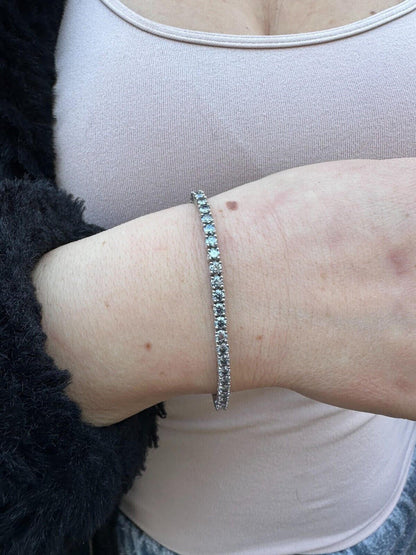 Iced Gray MOISSANITE Tennis Bracelet 925 Silver Pass Diamond Test (3mm-5mm)