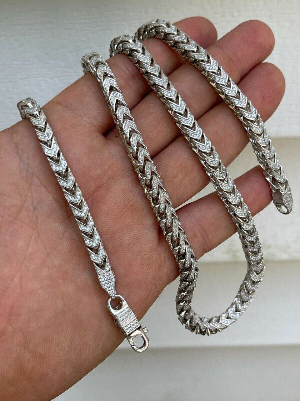 MOISSANITE 925 Sterling Silver Men's 6mm Franco Chain ICED Chain 18-30inch