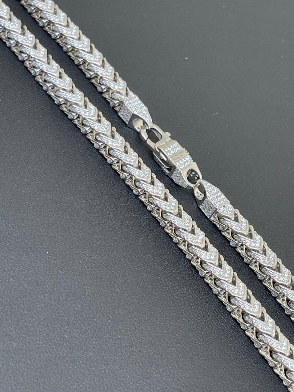 MOISSANITE 925 Sterling Silver Men's 6mm Franco Chain ICED Chain 18-30inch