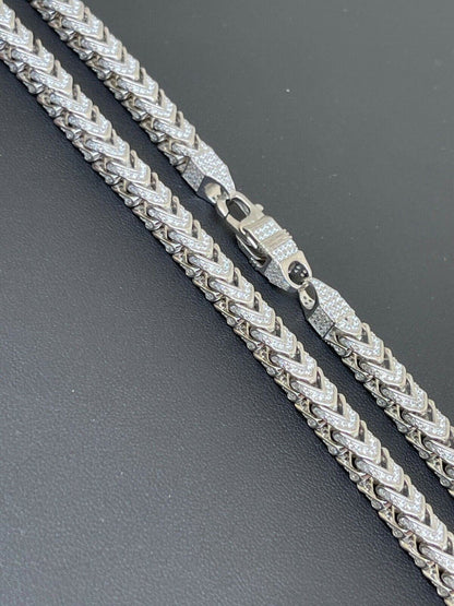 MOISSANITE 925 Sterling Silver Men's 6mm Franco Chain ICED Chain 18-30inch