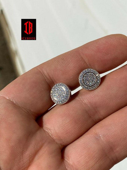 Men's 11mm 925 Silver Iced Moissanite Earrings Studs Pass Diamond Tester