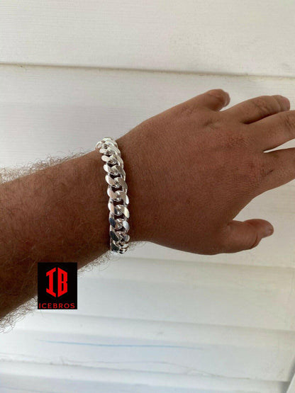 Men's Heavy 925 Sterling Silver Miami Cuban Link Bracelet 8mm