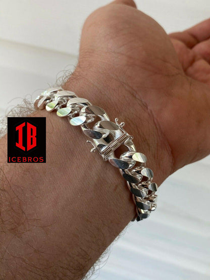 Men's Heavy 925 Sterling Silver Miami Cuban Link Bracelet 8mm