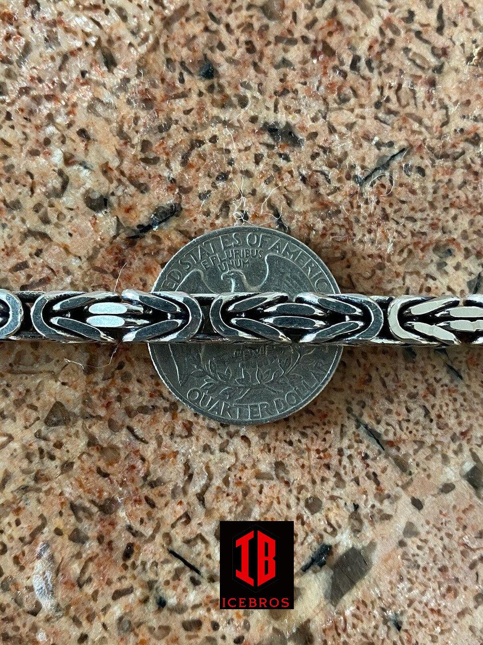 Men’s Real Solid 925 Sterling Silver Byzantine Bracelet 31 Grams 7.5inch Heavy (6mm)