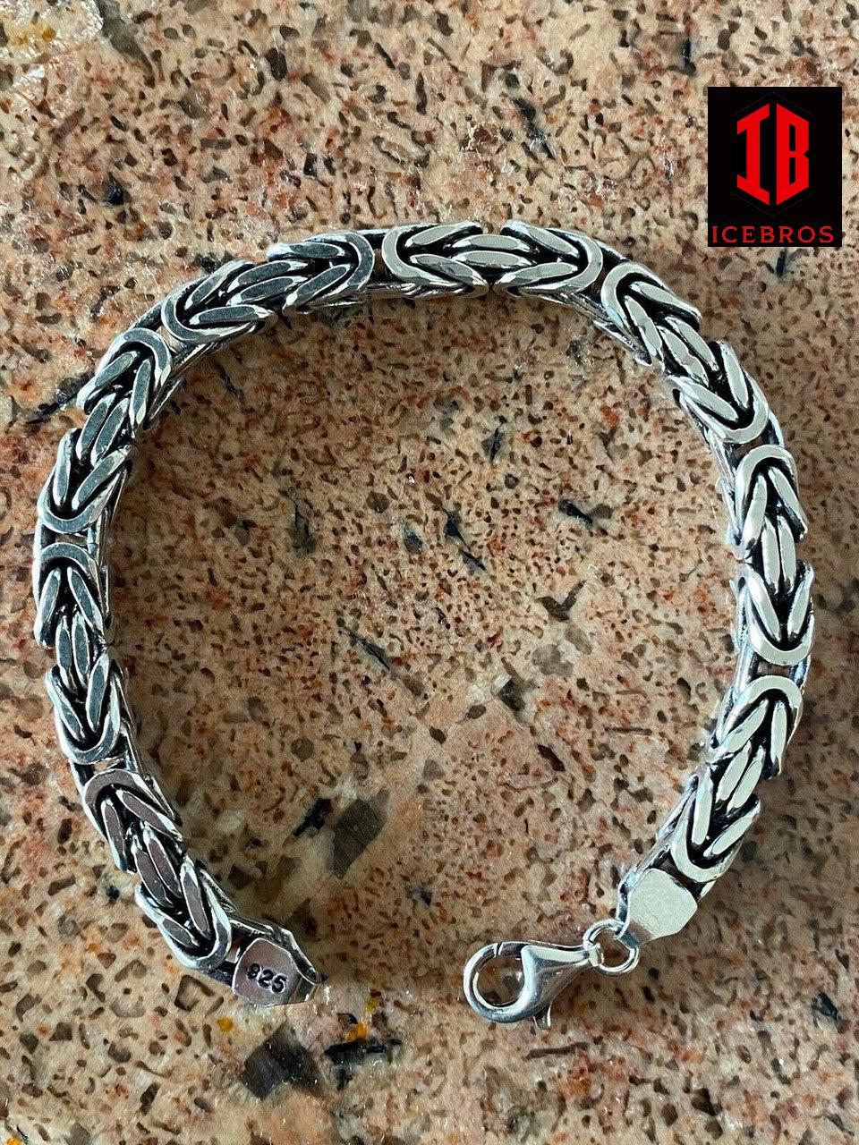 Men’s Real Solid 925 Sterling Silver Byzantine Bracelet 31 Grams 7.5inch Heavy (6mm)