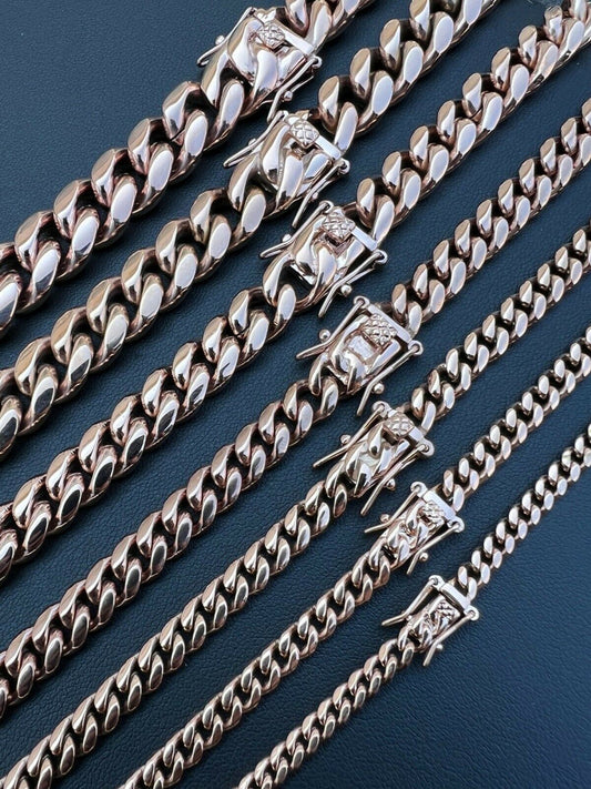 Miami Cuban Link Chain Necklace 14k Rose Gold Over Stainless Steel (4-18mm)