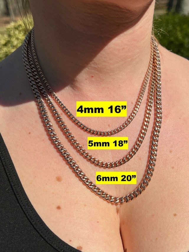 Miami Cuban Link Chain Necklace 14k Rose Gold Over Stainless Steel (4-18mm)