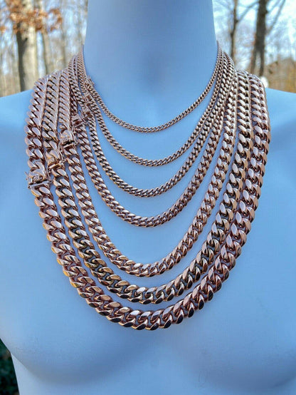 Miami Cuban Link Chain Necklace 14k Rose Gold Over Stainless Steel (4-18mm)