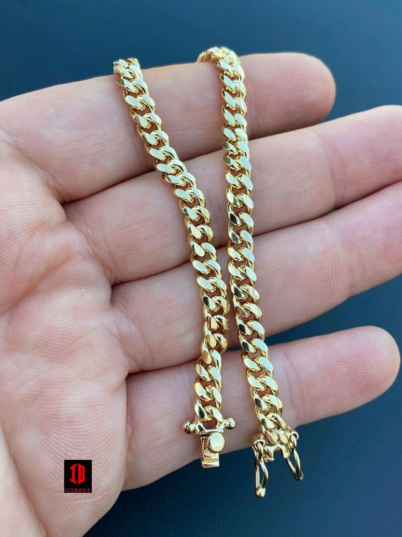 Miami Cuban Link Bracelet With Box Lock 14k Gold Over Solid 925 Silver ITALY - Flawless Karat