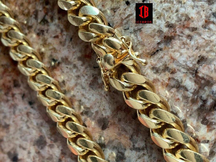 Miami Cuban Link Bracelet With Box Lock 14k Gold Over Solid 925 Silver ITALY - Flawless Karat