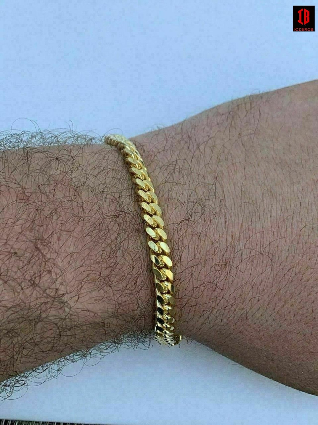 Miami Cuban Link Bracelet With Box Lock 14k Gold Over Solid 925 Silver ITALY - Flawless Karat