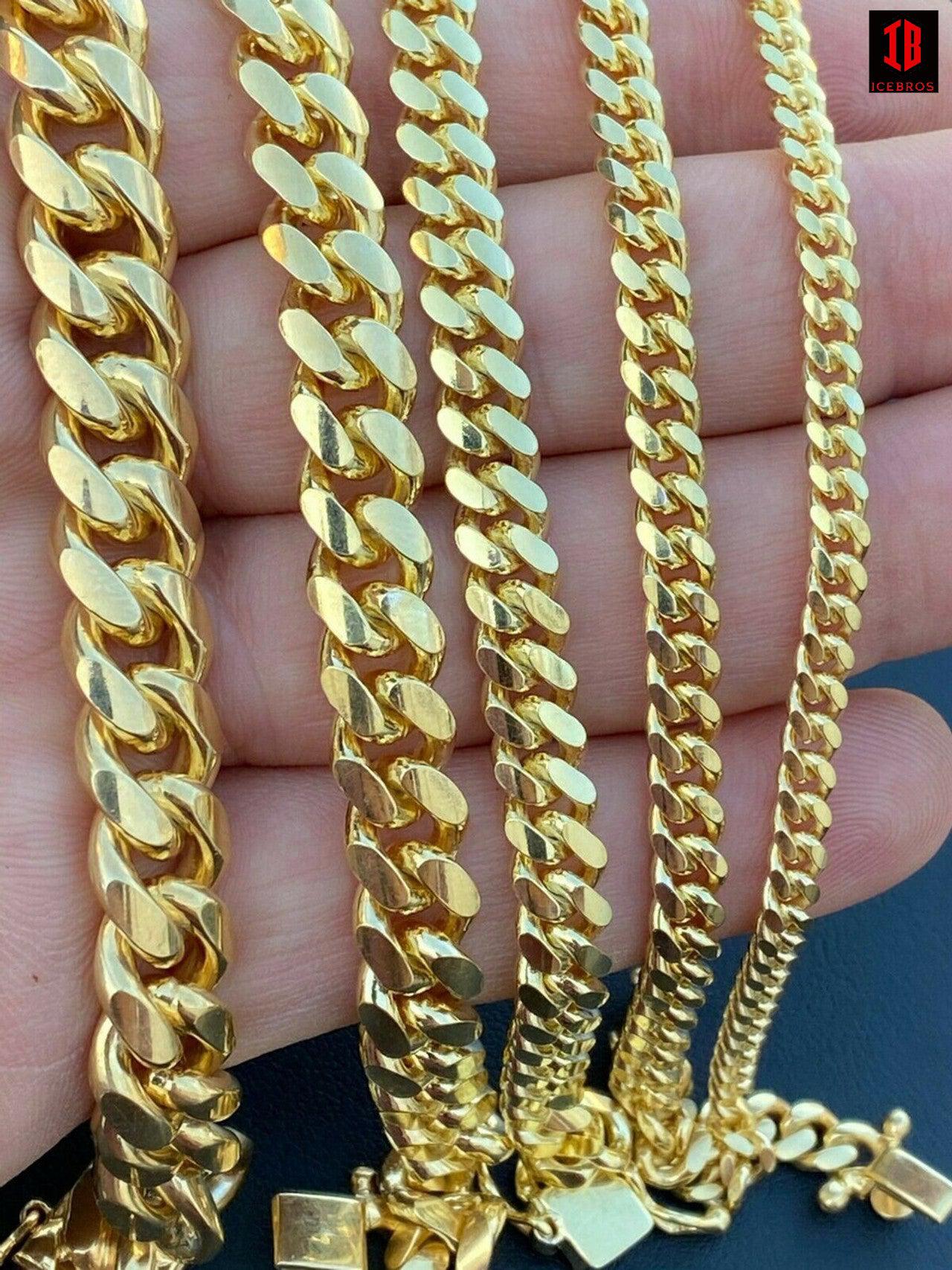 Miami Cuban Link Bracelet With Box Lock 14k Gold Over Solid 925 Silver ITALY - Flawless Karat