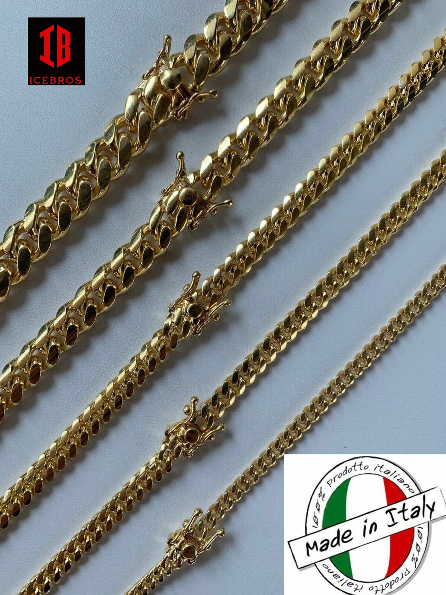 Miami Cuban Link Bracelet With Box Lock 14k Gold Over Solid 925 Silver ITALY - Flawless Karat