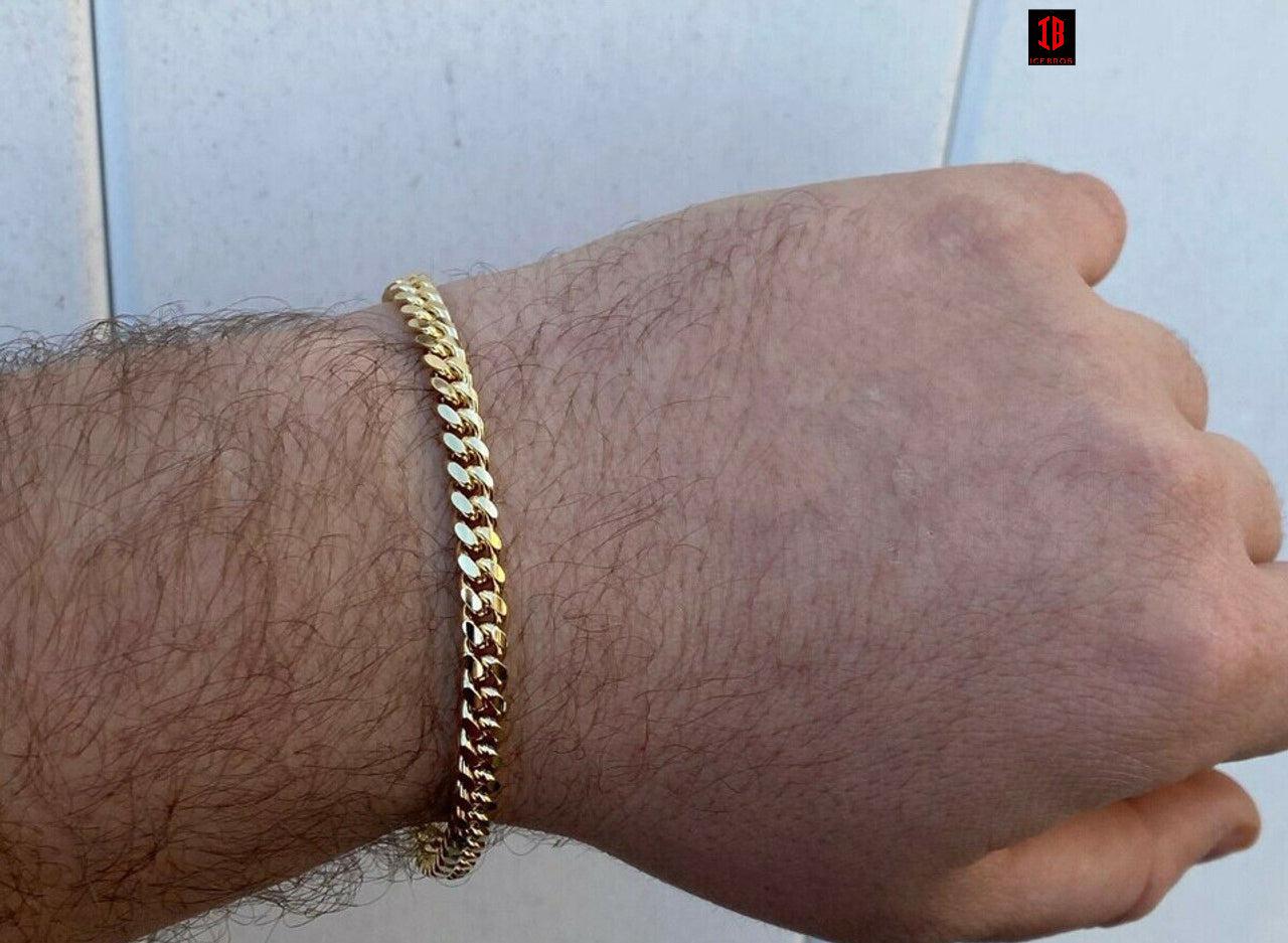 Miami Cuban Link Bracelet With Box Lock 14k Gold Over Solid 925 Silver ITALY - Flawless Karat